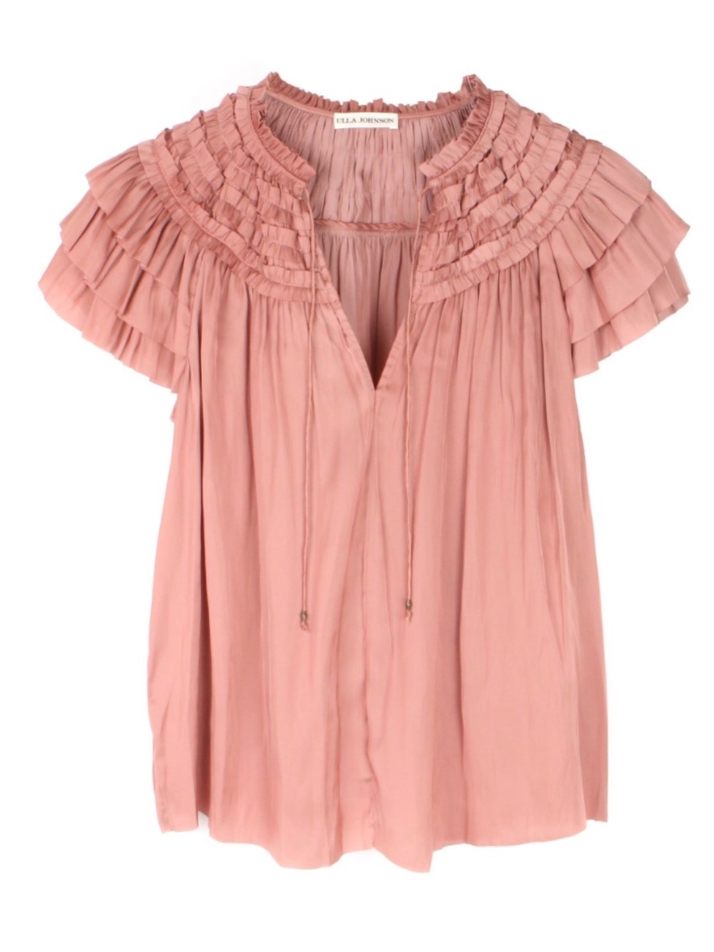 Ulla Johnson Pink Ruffled Short-Sleeve Blouse